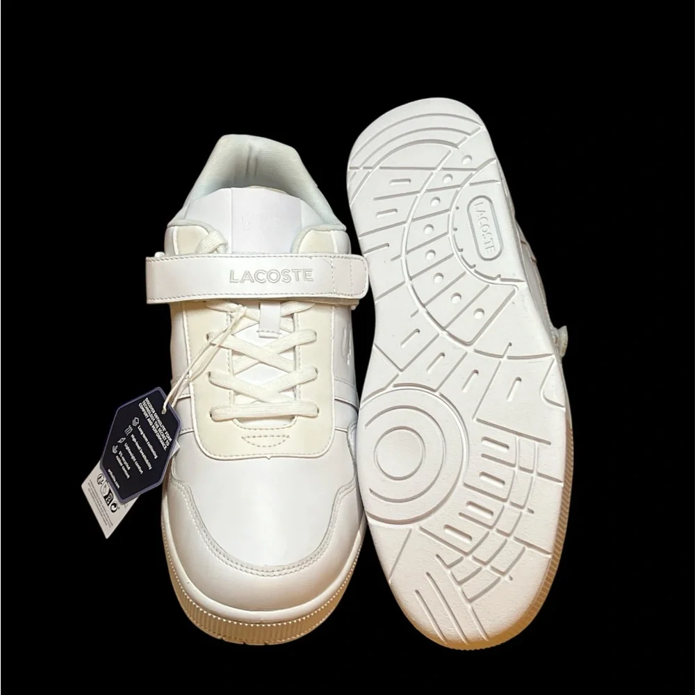 Size‎ 12 - Lacoste T-Clip WHITE/WHITE 21G Mens White Leather Sneakers Shoes